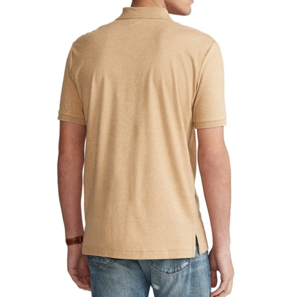 Ralph Lauren Men's Polo Dune Tan Custom Slim Fit Short Sleeves Shirt Size Medium